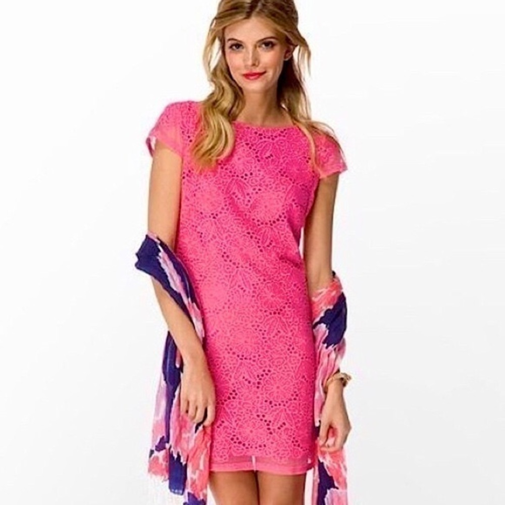 Lilly Pulitzer Jeanette Shift Dress Pink Lace